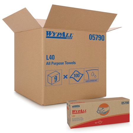 Wypall WypAll L40 Wipers White 16.4" x 9.8" Pop-Up Box 100 Wipes 5790