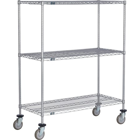 Global Industrial Nexel 3 Shelf Truck, Nexelate, 36"W x 14"D x 60"H, Polyurethane Swivel Casters B3156612