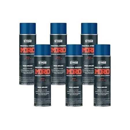 Seymour Midwest MRO Industrial High-Solids Spray Paint, Lift Blue. net 16 oz. Cans., 6PK 6201430