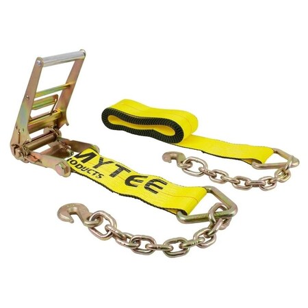 Mytee Products 4inx40ft Ratchet Strap with Chain Anchor 5,400 Lbs WLL Tie Down Cargo Truck Straps RS440CA