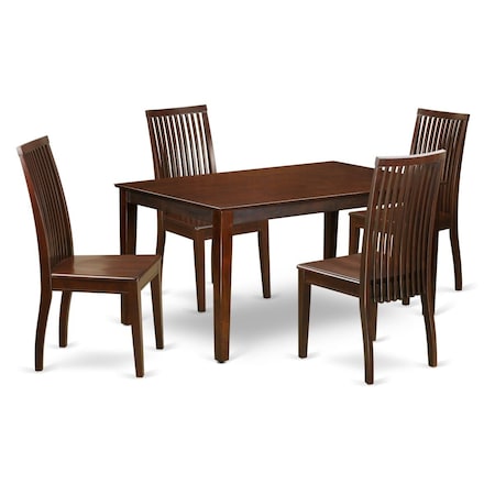 East West Furniture 6 Piece Dining Table Set, 6PK CAIP6-MAH-W