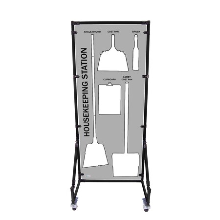 5S Supplies Housekeeping Shadow Board Broom Station V12, Gray / White, Kit HSB-V12-GRAY/WHITE-KIT