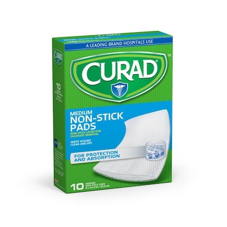 Medline CURAD Sterile Nonstick Pad, 3in x 4in, 10/Box, 12PK CUR47397RB