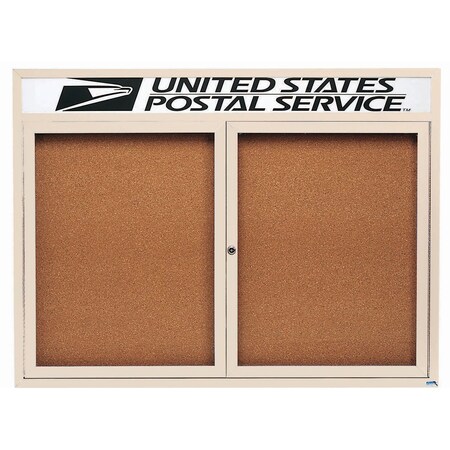 Aarco Illuminated Enclosed Bulletin Board w/ Header Ivory Powder Coated Al Frame, 36''Hx48''W DCC3648RHIIV