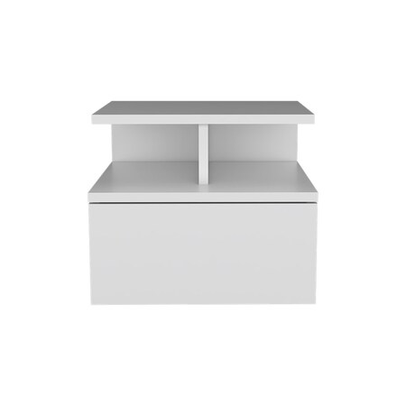 Homeroots 12" White Wood One Drawer Floating Nightstand 526151