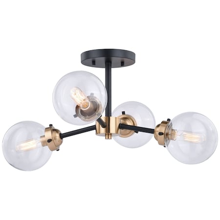 Vaxcel Orbit 20-in W Bronze Gold Industrial Sputnik Semi Flush Mount Ceiling Light Clear Glass C0194