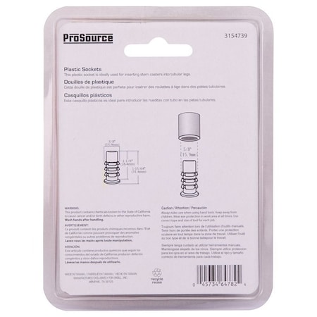 Prosource Furniture Socket, Plastic, Black FE-S804-PS
