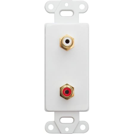Cable Wholesale Decora Wall Plate Insert, White, RCA Stereo Couplers (Red/White), 2 RCA Female 301-2002