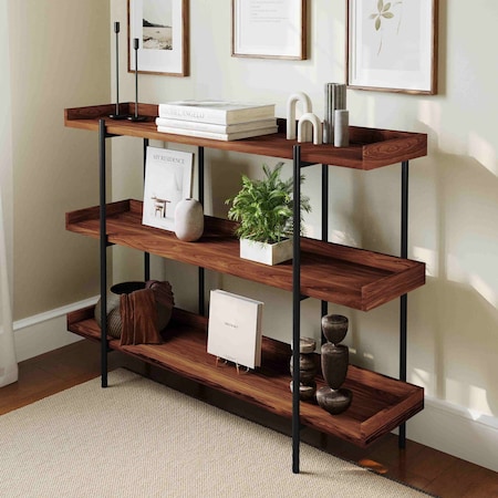 Flash Furniture 3 Shelf 35"H Rustic Wood Grain Finish Display Unit JN-2542B3-GG
