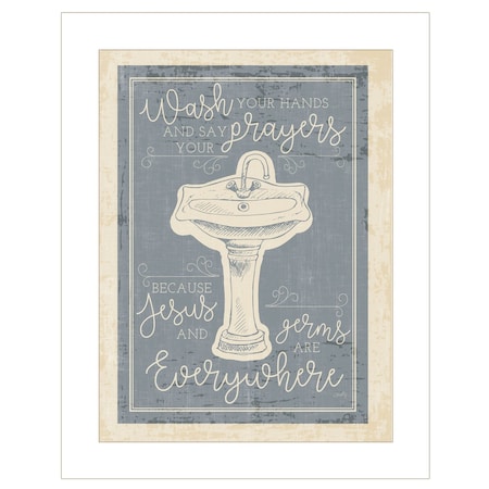Homeroots Wash Your Hands 5 White Framed Print Bathroom Wall Art 405421
