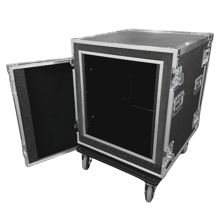 Calzone Cases ATA 300 Shock Mount Rack Case, 12U x 24in D, EIA Rails, 2.2lb Foam, 400lb Shock Casters, Black CZS50ZR-12SP24F