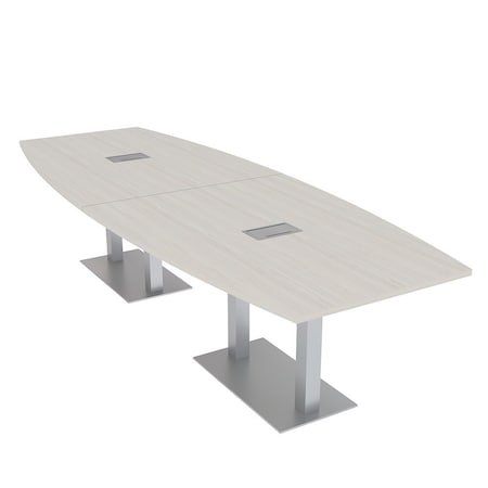 Skutchi Designs Boat Conference Table With Power Unit, 48 in W, 120 in L, Ivory HAR-BOT-48x120-DOU-K458-ESIL