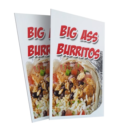 Signmission Big Ass Burritos, Plastic Signs Only 24 Inch x 36 Inch, Corrugated Plastic, 2PK CSB-2436-2PACK-Big Ass Burritos
