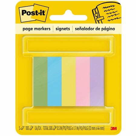 Post-It Sticky note Flags 670-5AU Page Markers- Five Assorted Ultra Colors- 5 Pads of 100 Strips/Pack 670-5AU