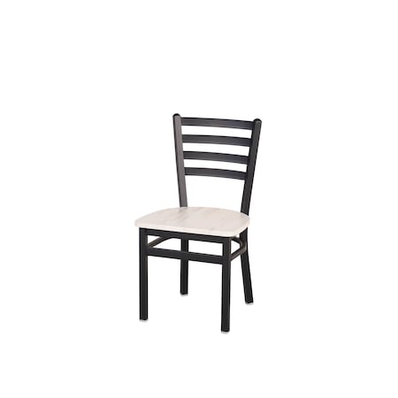 Bfm Seating Lima Ladder Back Chair - Antique Wash Relic Seat - Steel Frame - Sand Black Finish 2160CAWR-SB
