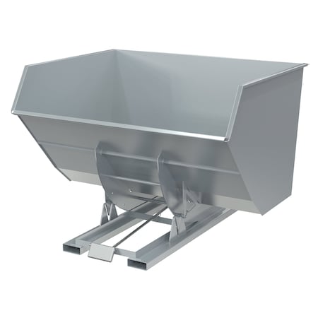 Vestil Steel Heavy Duty Self Dumping Hopper 5 Cubic Yard 6000 Lb. Capacity Silver Lining D-500-HD-SL