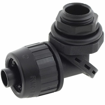 Hubbell Wiring Device-Kellems Conduit Fitting Connector, 3/8 in, Threaded, Nylon, Black PS0389NBK
