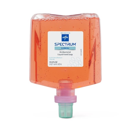 Medline Spectrum Antibacterial Liquid Hand Soap with 0.13% BZK, Clean Scent, 4PK HHABSP1000