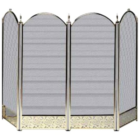Uniflame Fireplace Screen, 52 in W 32 in H, Iron, Brass S-2115