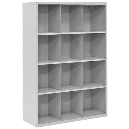 Sandusky Lee Adjustable Open Bin Cubbie Cabinet, 46 in W x 18 in D x 66 in H, 12 Compartments, Gray, Wood IC00461866-05
