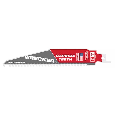 Milwaukee Tool Reciprocating Saw Blade, The Wrecker, 6 in, 6 TPI, Carbide Teeth, Wood 48-00-5241