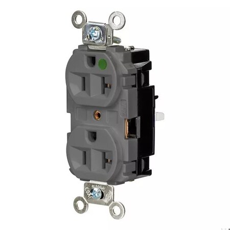 Hubbell Wiring Device-Kellems Straight Blade Receptacle, 5-20R, 20 A, 125V AC, 2 Pole, 3 Wire, Surface Mount, Grounded HBL8300STGY