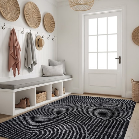 World Rug Gallery Circles Arch Shag Area Rug 4 ft x 6 ft Anthracite WR119ANTHRACITE4X6