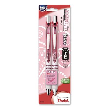 Pentel EnerGel Pearl Deluxe Pink Special Edition Liquid Gel Pen, Retractable, Fine 0.5mm, Black Ink, 2PK BLN75WBP2PA