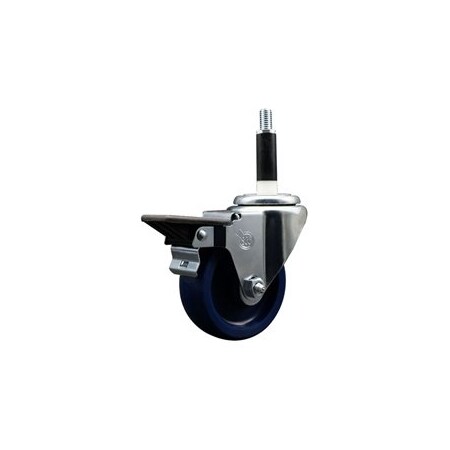 Service Caster 3.5'' Solid Poly Swivel 7/8'' Expanding Stem Caster with Brake SCC-EX20S3514-SPUS-PLB-78