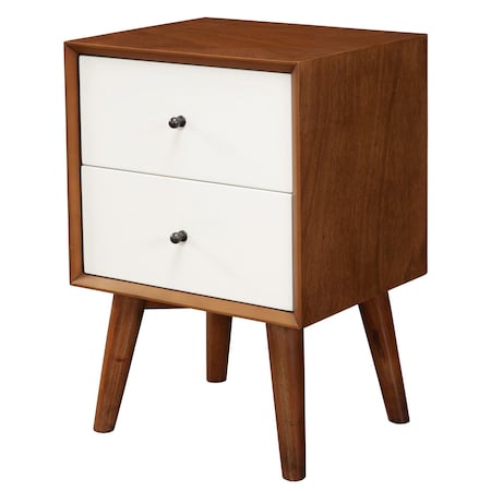 Homeroots 26" Solid Wood and Wood Two Drawer Nightstand 399269