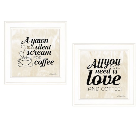 Homeroots Set Of Two All You Need is Coffee 1 White Framed Print Wall Art, 2PK 406164