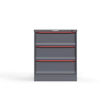 Strong Hold 3 drawer cabinet - (3x 9ft) - Red accents - Keyed Different S3036-PPDAS-0301DS