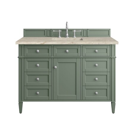 James Martin Vanities Brittany 48" Single Vanity, Smokey Celadon, w/ 3 CM Tajnar Eclos Top 650-V48-SC-3TJR