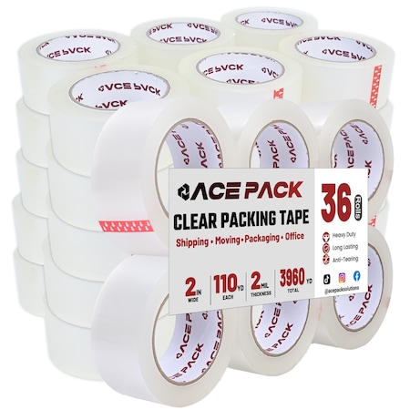 Wrightmaster 2 in. x 110 yds. Industrial Strength Clear Packaging Tape for Shipping, 36PK ZR-220-110C-36
