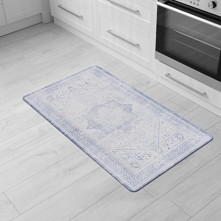 World Rug Gallery Traditional Bohemian Cushioned Anti Fatigue Standing Kitchen Mat 18 ft x 30 ft Blue WR14BLUE18X30
