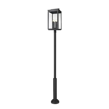 Z-Lite Hartwell 6-Light Outdoor Post Mounted Fixture, 15 in W x 127.25 H, Sand Black 5019PHXXLR-5010P-BK