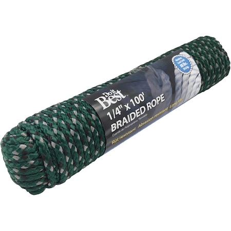 Do It Best 1/4'' x 100 Ft. Green Double Braided Polypropylene Packaged Rope 767110