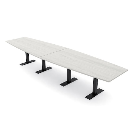 Skutchi Designs 14 Person Conference Table With Power Unit | 14' Boat Table | Harmony Series HAR-BOT-48X168-T.BK-K458-NA