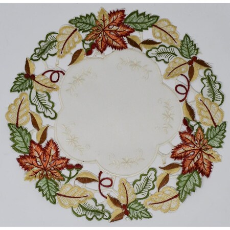 Sinobrite 12 in. Multicolored Autumn Leaves Doily H9118-012