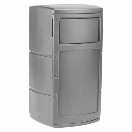 Commercial Zone Products Side Entry Square Trash Receptacle, 25-Gal, Dual Flipper Lid, Dome Top, Gray 775103