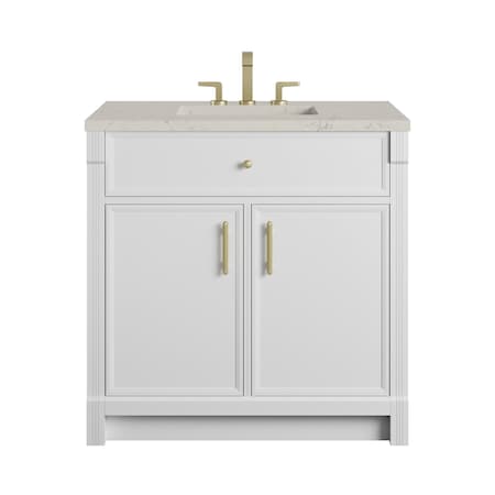 James Martin Vanities Bellshire 36" Single Vanity, Bright White w/ 3 CM Siberian Silestone Top 660-V36-BW-3SFR