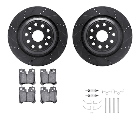 Dynamic Friction Co DFC Rotors-Drilled & Slotted-Black w/ EURO 5000 Ceramic Brake Pads Incl Hdw 8612-75004