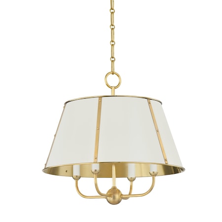 Hudson Valley Lighting Mark D. Sikes X Cambridge 4 Light Chandelier 20.25 In. Aged Brass/Off White MDS120-AGB/OW
