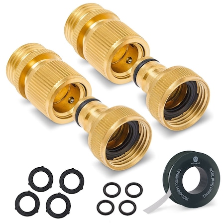 Morvat Brass Quick Connect Hose Fittings for Source Connections, 2PK MOR-SBQCONNECTOR-2-A
