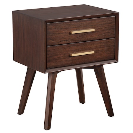 Homeroots 25" Solid Wood and Wood Two Drawer Nightstand 399256