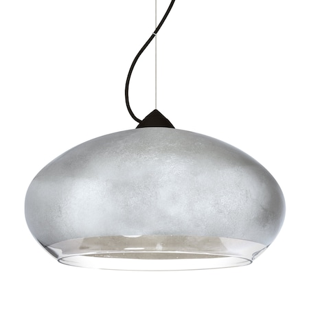 Besa Lighting Besa Brio 14 Pendant, Silver Foil, Black Finish, 1x 9W LED 1KX-4345SF-LED-BK