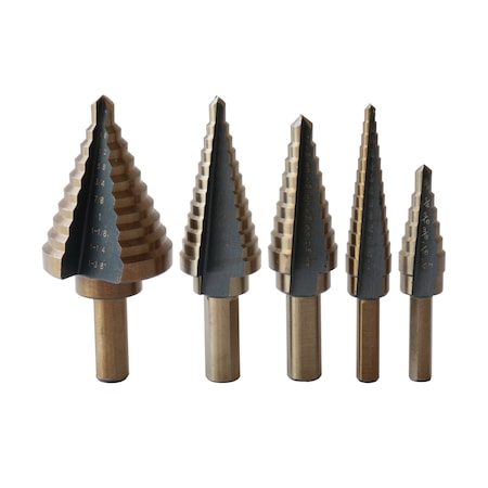 Drill America 5 Piece HSS Black & Gold Step Drill Bit Set (Sizes No 1 - No 5) STE1-5SET