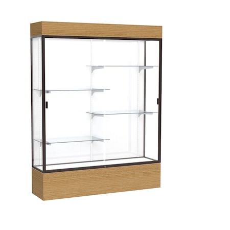 Ghent Lighted Floor Display Case 60x80x16, White, Dark Bronze 2175WB-BZ-AK