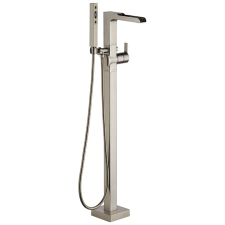 Delta Ara Single Handle Floor Mount Channel Spout Tub Filler Trim with Hand Shower T4768-SSFL