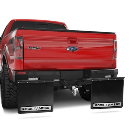 Rock Tamers 2 in. Hub Mud Flap System with Stainless Steel Trim Plates, Matte Black RO378075